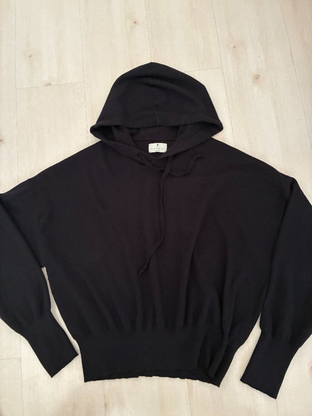 American Tall Women's Black Knit Cropped Pullover Hoodie Size XL/T